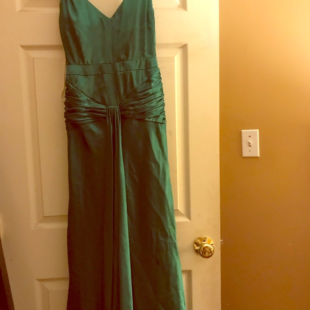 Emerald green silk gown